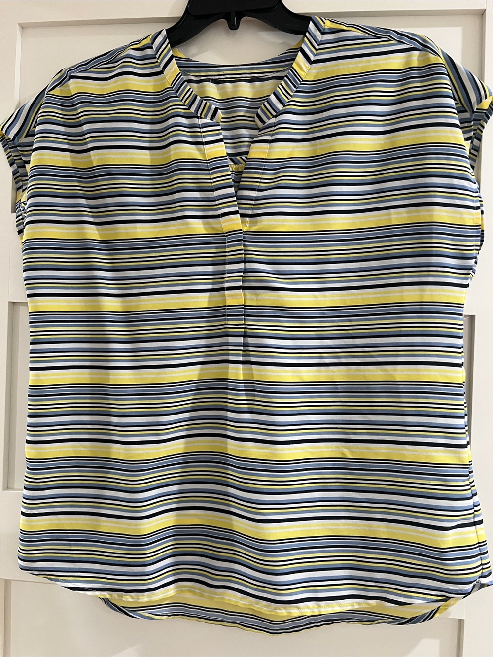 Striped Short-Sleeve Women’s Top - Yellow & Blue